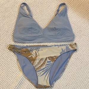 Aerie Scoop Blue and Tan Bikini Set